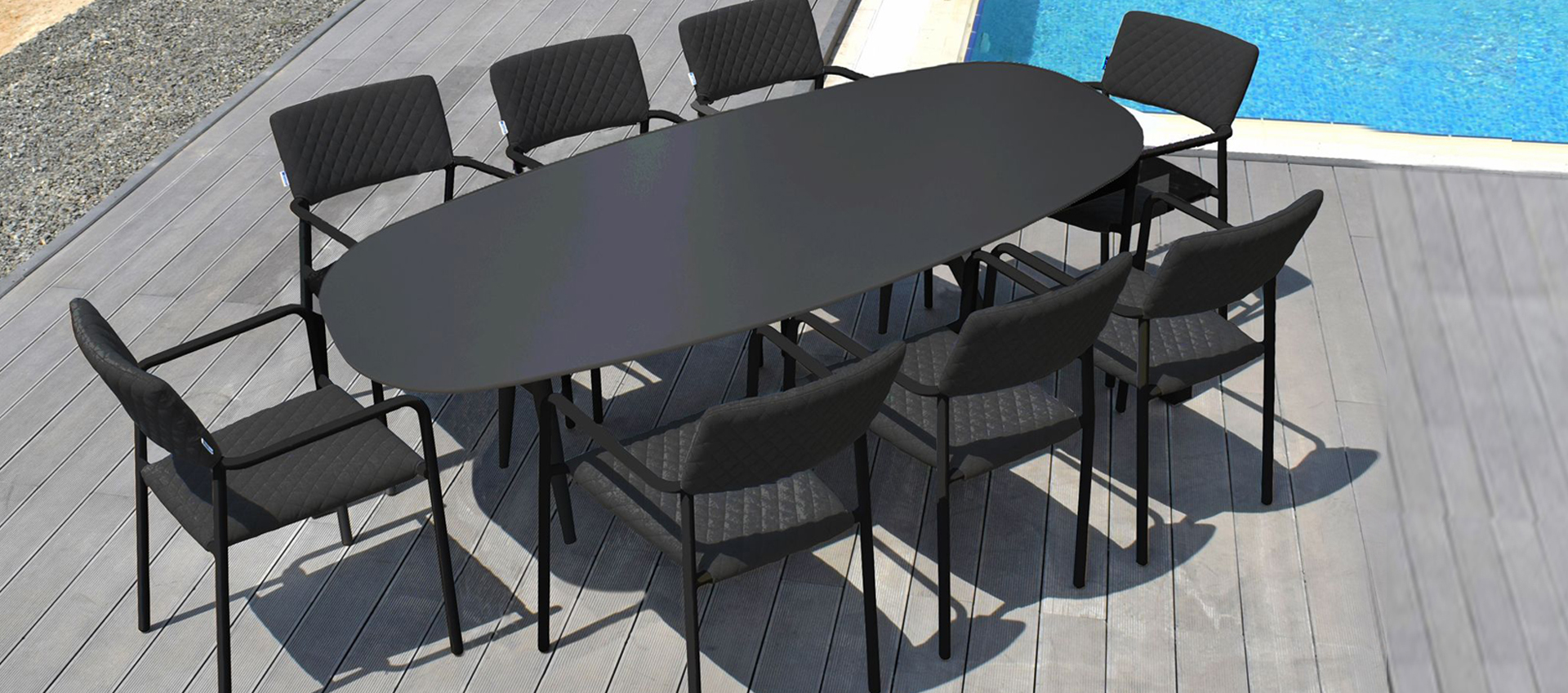 Maze Outdoor Fabric - Bliss 8 Seat Oval Dining Set