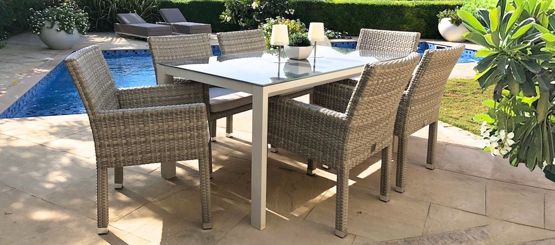 Maze Rattan - Miami Grey 6 Seat Rectangle Dining Set