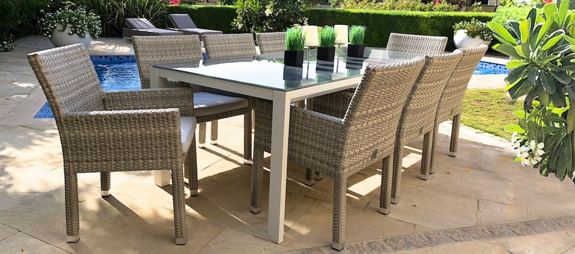 Maze Rattan - Miami Grey 8 Seat Rectangle Dining Set
