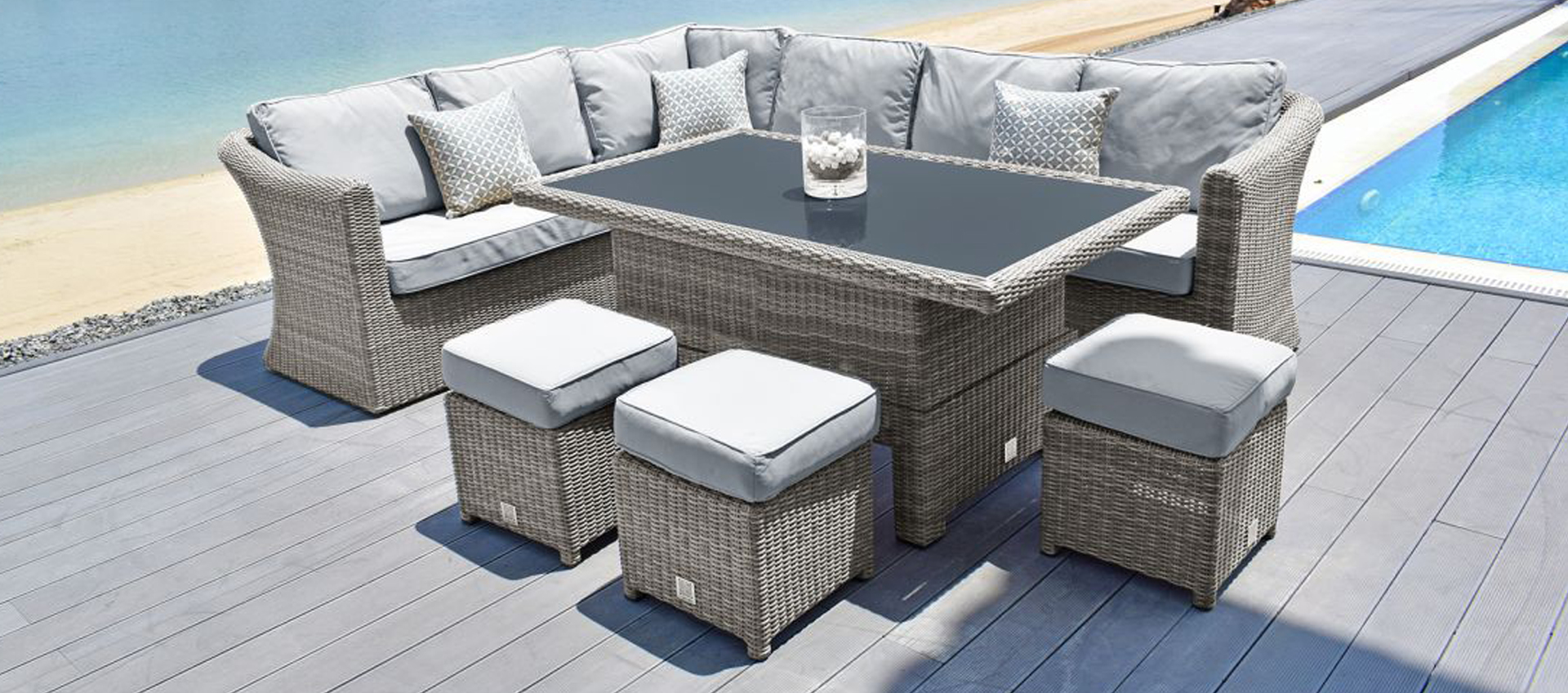Maze Rattan - Oxford High Back Corner Sofa Dining Set