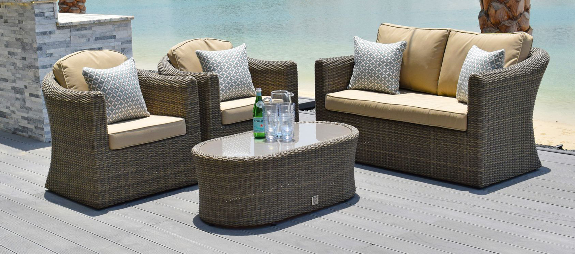 Maze Rattan - Winchester High Back 4 Seat Sofa Set