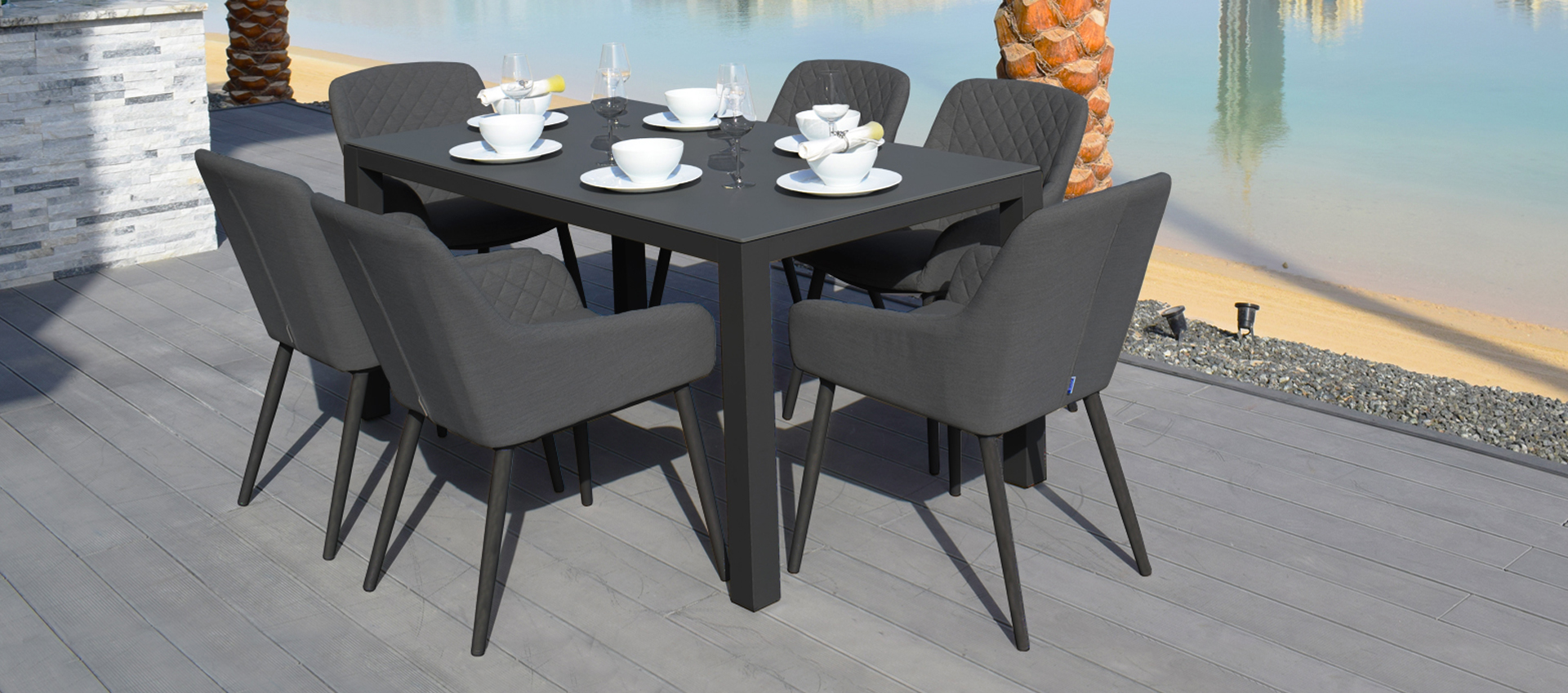 Maze Outdoor Fabric - Zest 6 Seat Rectangular Dining Set